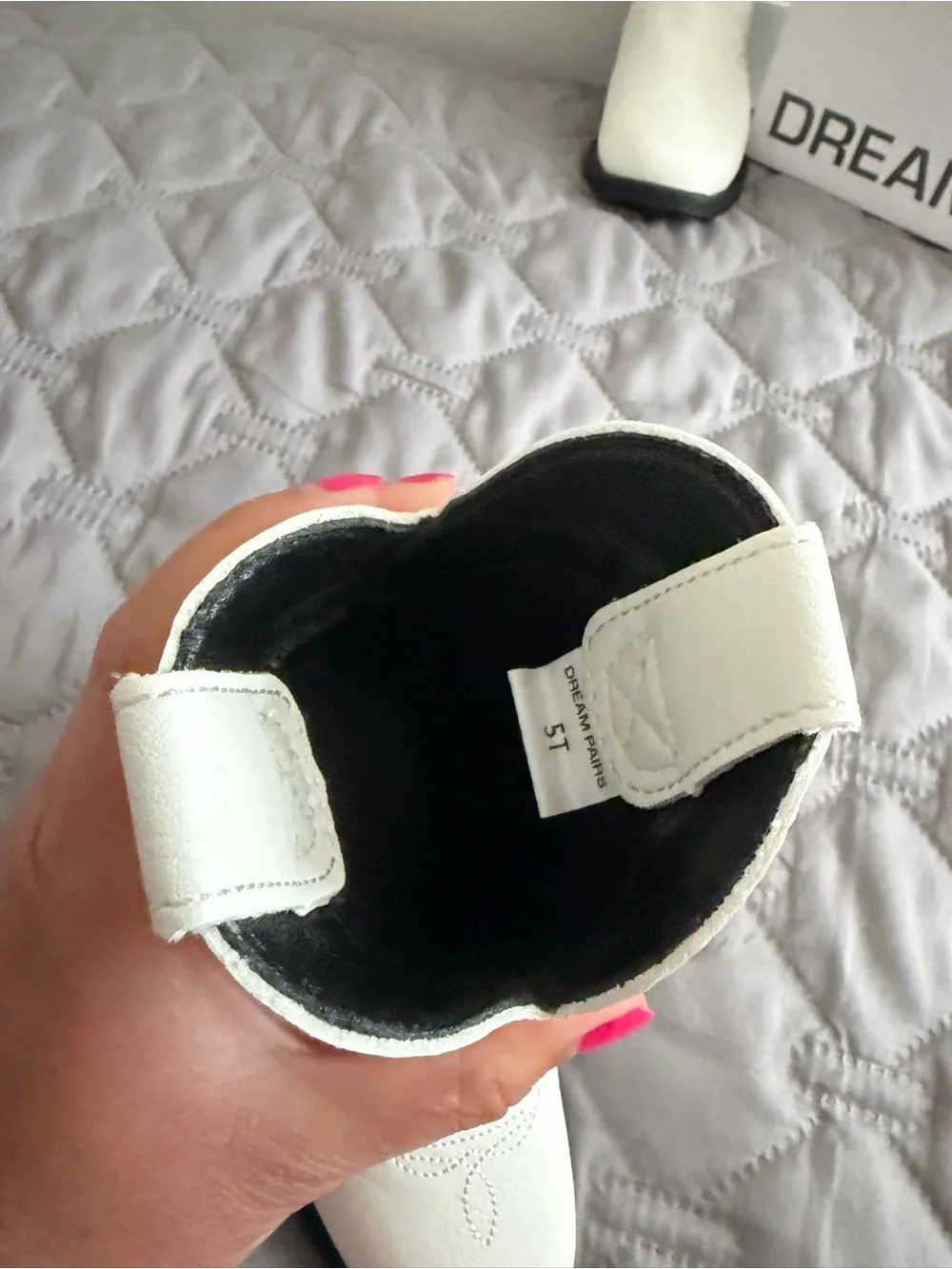 Dream Pairs White Western Ankle Boots with Black Soles